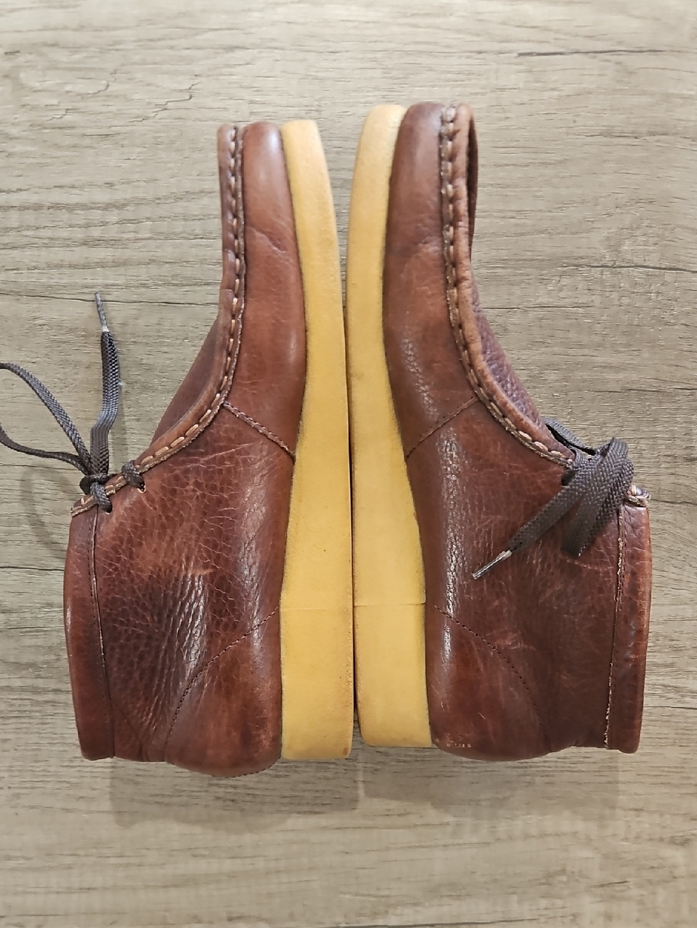 Clarks Men’s Brown Leather Chukka Boots with Tan Crepe Sole 10.5/11 - Picture 7 of 11